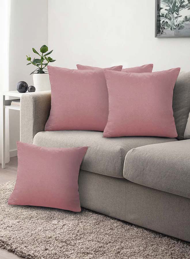In-House Set of 4 Pieces Square Soft Velvet Decorative Cushion with Solid Design and Attractive Colors - Image 1