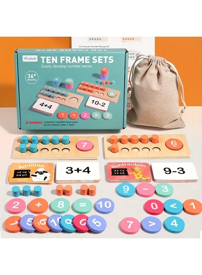 Wooden Ten Grid Number Sense Math Teaching Aids Addition Subtraction Tens Counter Educational Toys Gift For 3 6 Years Old - Image 4