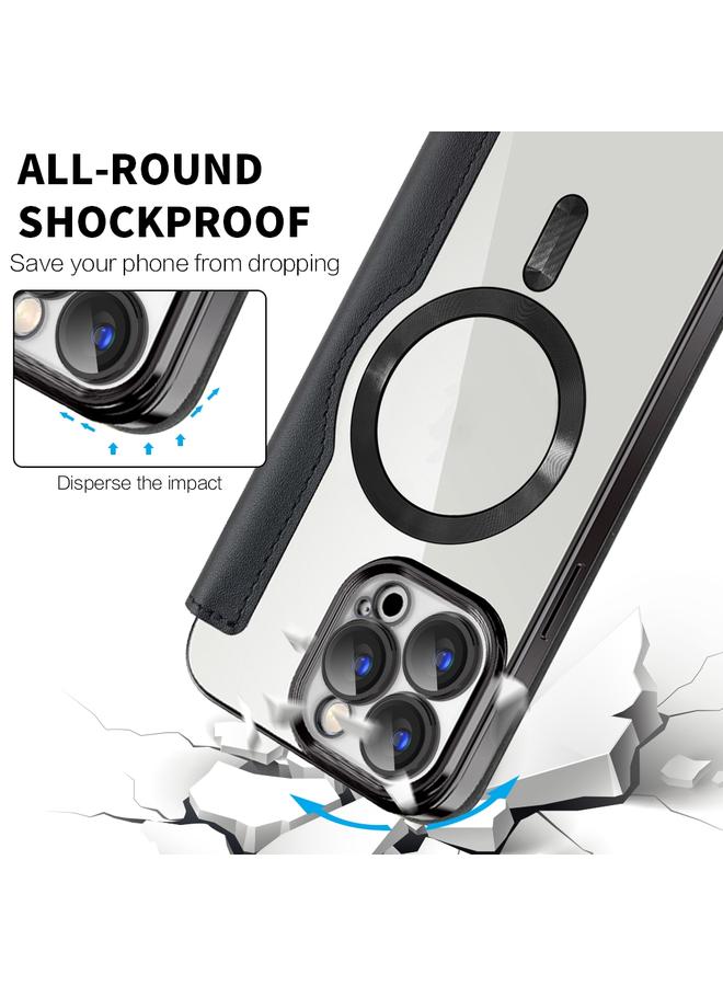S-TOP Case For iPhone 16 Pro Shield MagSafe RFID Anti-theft Leather Phone Case - Image 3