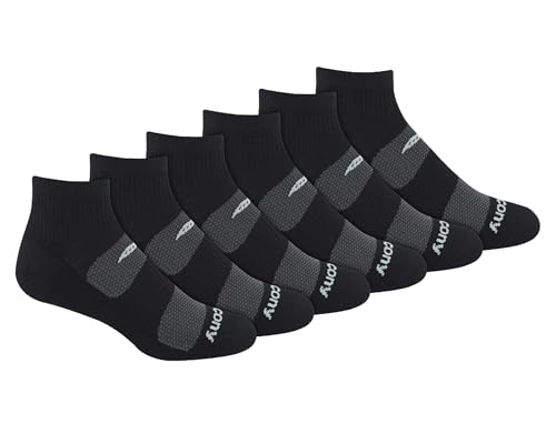 Saucony Mens MultiPack Mesh Ventilating Comfort Fit Performance Quarter Socks 6 12 - Image 1