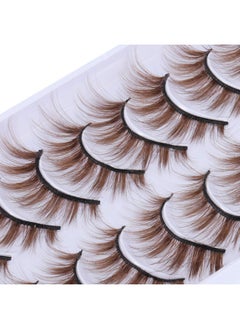 DAODER False Eyelashes Brown Colored Lashes Natural Look Cat Eye Wispy 15Mm Blonde Mink Lashes Soft Handmade Reusable Fake Eyelashes Pack 10 Pairs(Brown Lashes)  - Image 2