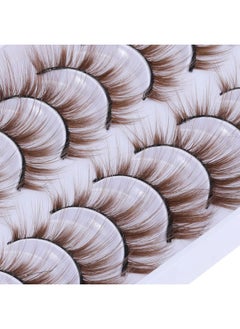 DAODER False Eyelashes Brown Colored Lashes Natural Look Cat Eye Wispy 15Mm Blonde Mink Lashes Soft Handmade Reusable Fake Eyelashes Pack 10 Pairs(Brown Lashes)  - Image 3