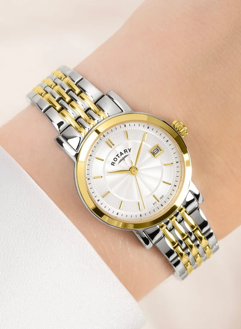 Rotary  Women's Heritage Analogue Watch, 27 mm, Silver Dial, Two-Tone Steel Bracelet for Women | Best Price UAE