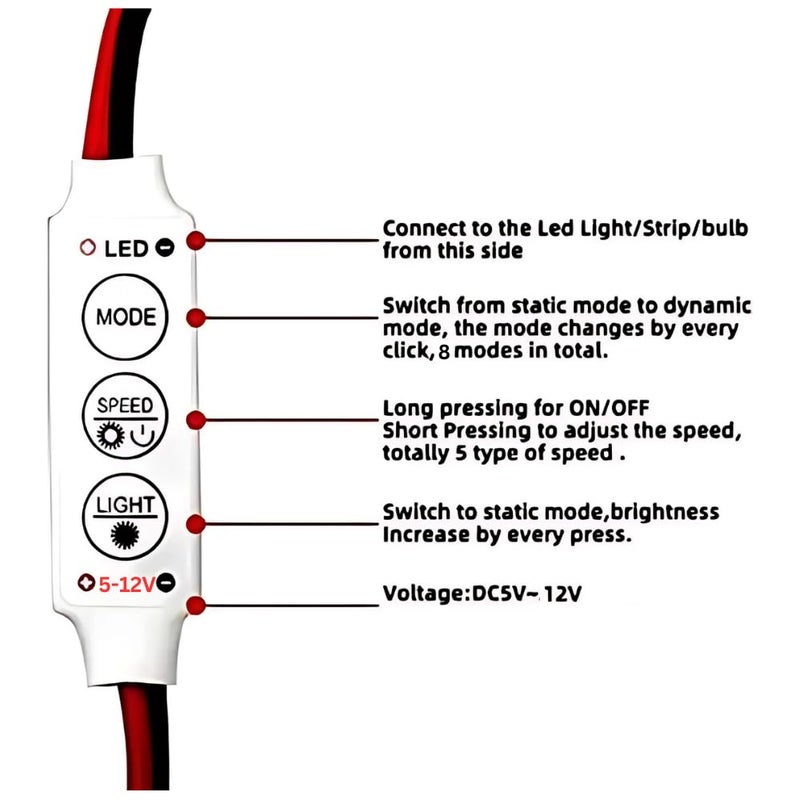 Autozap أوتوزاب 3 مفاتيح 12 فولت جهاز تحكم مضخم إضاءة شريط LED مفرد 2 قطعة - Image 2