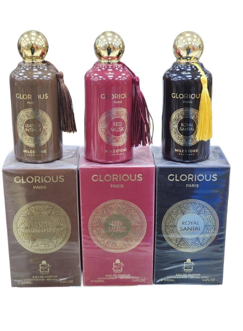 Glorious Paris Unisex Set of 3 Perfumes, 100ml each