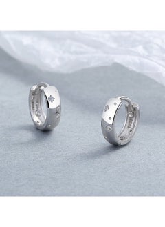 925 Sterling Silver Star Mount Zircon Earrings Womens Summer New Style Personalized Design Tide Ear Ring Light Luxury Elegant ins Ear Jewelry White Gold/Pair