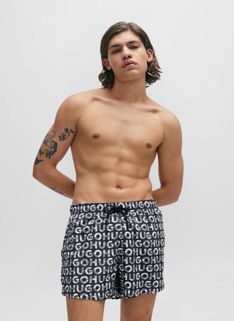 هوجو Printed Drawstring Swim Shorts