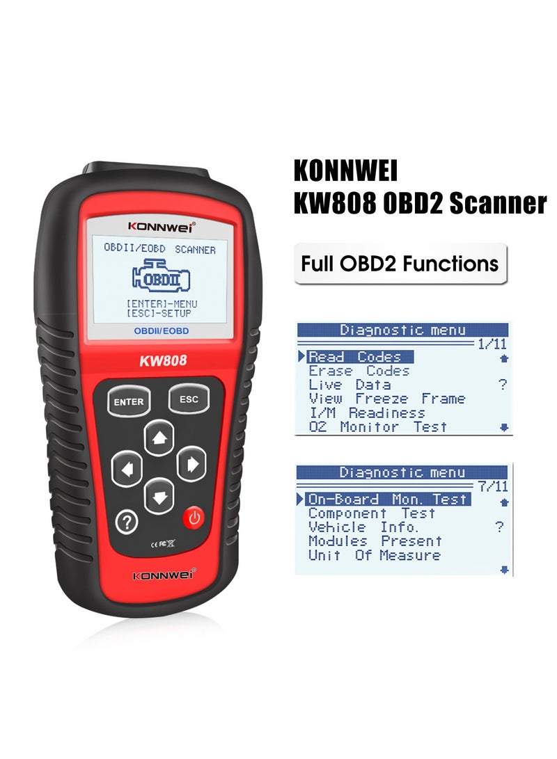 Auto OBDII Code Reader 2.8"Large Screen OBD2 Scanner with Full Diagnostic Scan Tool Functions Check Car Engine Light Fault Code Analyzer for All 1996 and Newer Cars with OBD II Protocol
