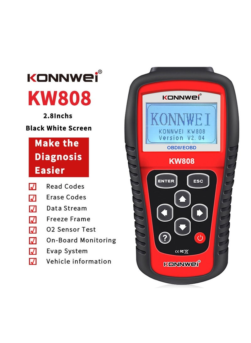 Auto OBDII Code Reader 2.8"Large Screen OBD2 Scanner with Full Diagnostic Scan Tool Functions Check Car Engine Light Fault Code Analyzer for All 1996 and Newer Cars with OBD II Protocol