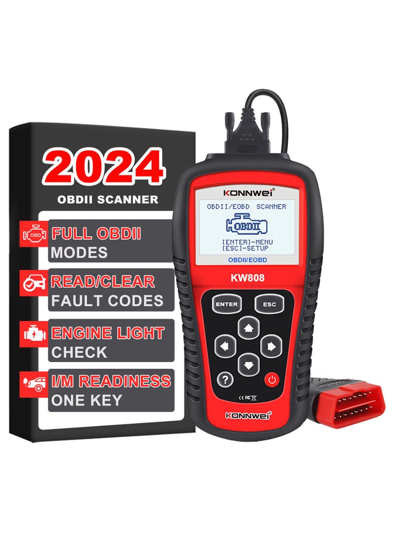 Auto OBDII Code Reader 2.8"Large Screen OBD2 Scanner with Full Diagnostic Scan Tool Functions Check Car Engine Light Fault Code Analyzer for All 1996 and Newer Cars with OBD II Protocol