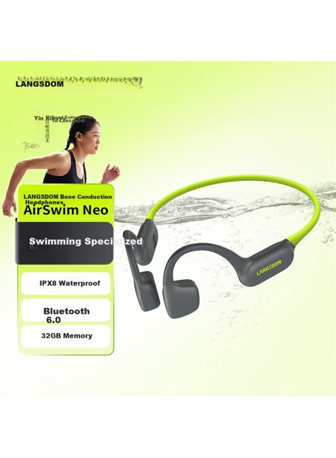 Langston Airswim Neo Bone Conduction Headphones Swimming Bluetooth Headphones Sports Running Cycling Waterproof Non-In-Ear Suitable For Apple Huawei Xiaomi Phones Ocean Blue - Image 1
