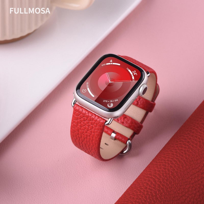 Fullmosa Leather Band Compatible with Apple Watch Band 42mm 44mm 45mm 46mm 49mm, Genuine Leather Replacement Strap for iWatch Ultra3/2/1 SE3/2/1 Series 11 10 9 8 7 6 SE 5 4 3 - Image 2