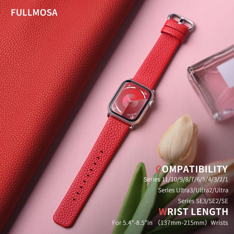 Fullmosa Leather Band Compatible with Apple Watch Band 42mm 44mm 45mm 46mm 49mm, Genuine Leather Replacement Strap for iWatch Ultra3/2/1 SE3/2/1 Series 11 10 9 8 7 6 SE 5 4 3 - Image 4