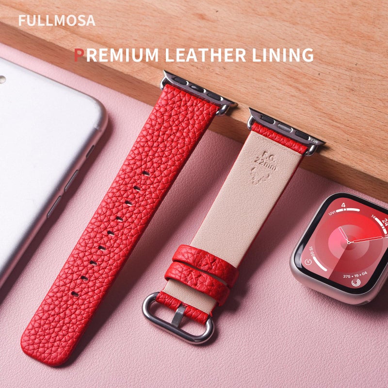 Fullmosa Leather Band Compatible with Apple Watch Band 42mm 44mm 45mm 46mm 49mm, Genuine Leather Replacement Strap for iWatch Ultra3/2/1 SE3/2/1 Series 11 10 9 8 7 6 SE 5 4 3 - Image 5