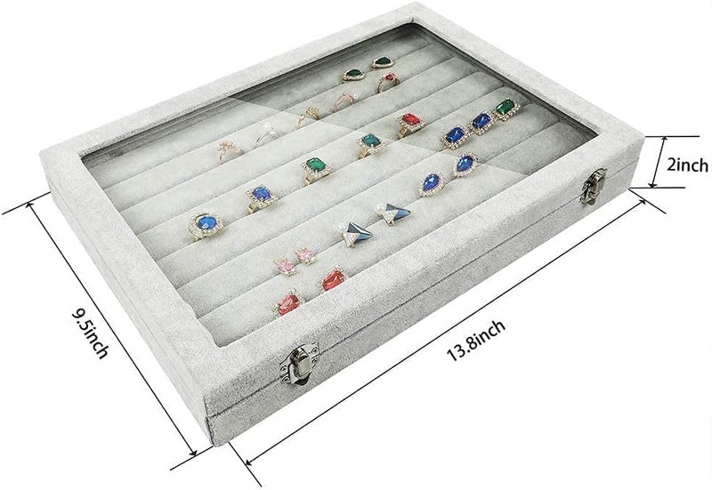 Padom Multi-Functional Jewelry Organizer with Lid & Lock - Velvet Display Tray for Rings, Earrings, Necklaces, and Bracelets - Image 3