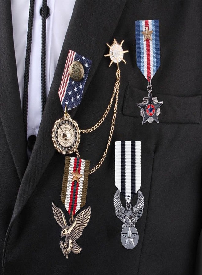 AHANDMAKER 3Pcs Costume Military Badge Medal, 3 Style Alloy Medal Brooch Pin, Military Hero Combat Brooch Pin, Star and Eagle Navy Badge for Women Men Jacket Uniform Costume - Image 4
