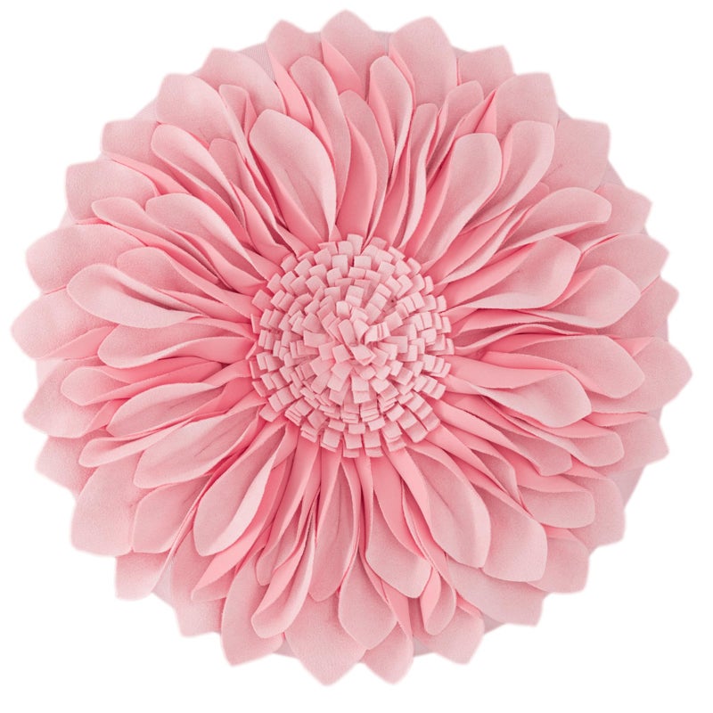 JWH 3D Sunflower Throw Pillow Cover Decorative Flower Accent Pillow Case Round Cushion Handmade Floral Pillowcase for Couch Bed Bedroom Home with Insert 14 Inch Pink - Image 1