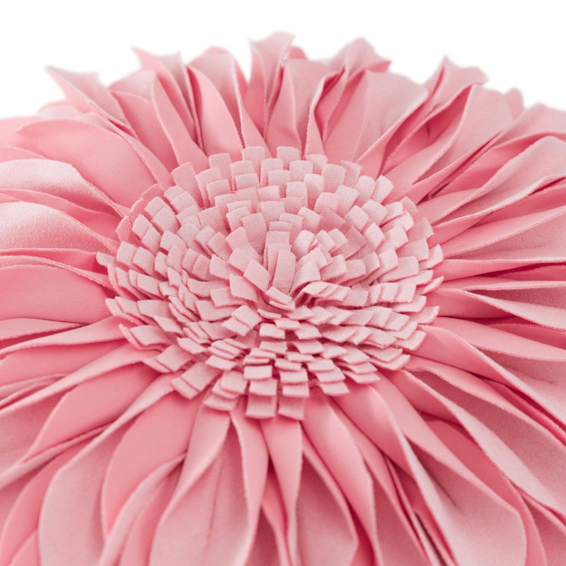 JWH 3D Sunflower Throw Pillow Cover Decorative Flower Accent Pillow Case Round Cushion Handmade Floral Pillowcase for Couch Bed Bedroom Home with Insert 14 Inch Pink - Image 3