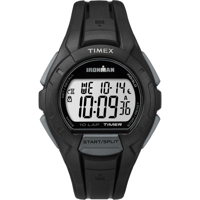 Timex Men's Ironman Triathlon Essential 10 40mm Watch â€“ Black Case Black Resin Strap