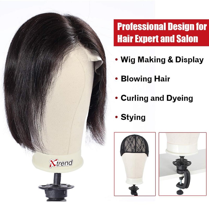 Xtrend 21"-24'' Poly Canvas Block Head for Making Head Weft/Wig/Hair Extension Making Display Styling Mannequin Head with Stand Set Manikin Canvas Head Hair Accessories - Image 2