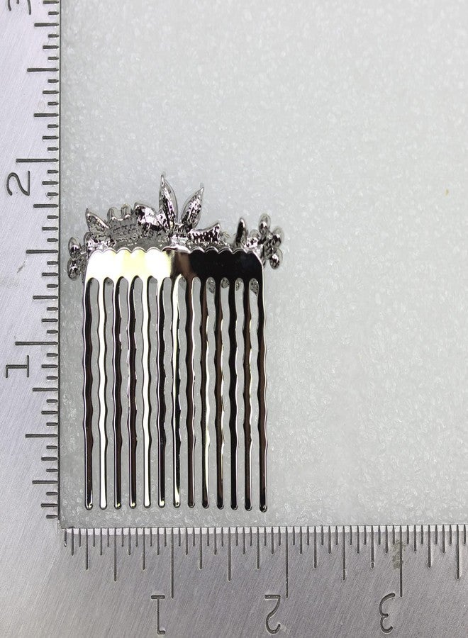 Faship Gorgeous Blue Rhinestone Crystal Floral Small Hair Comb - Image 4