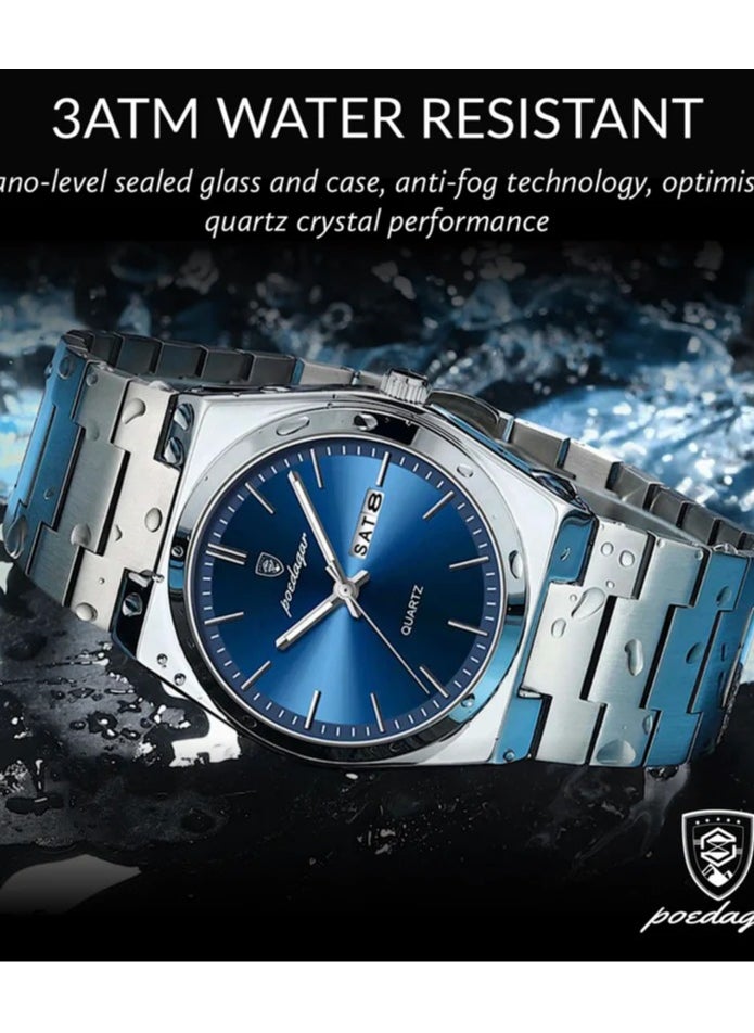 POEDAGAR Waterproof Luminous Men's Watch Quartz-41mm  - Image 4