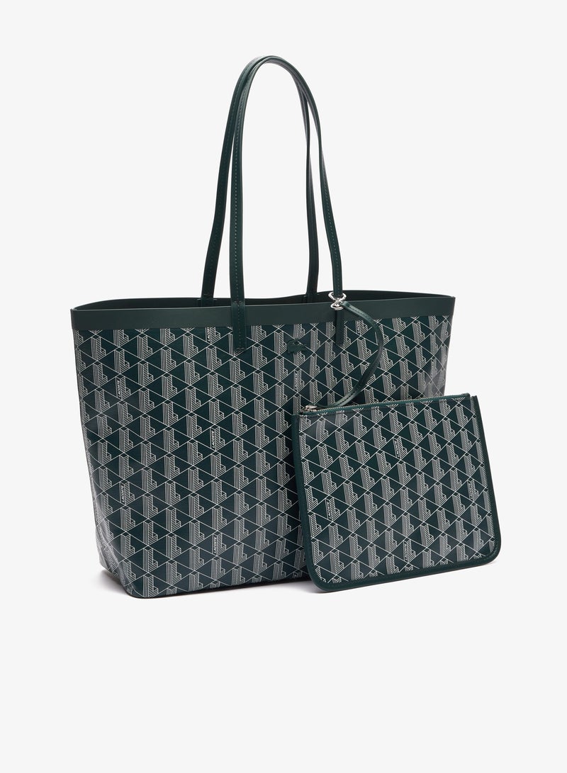 لاكوست حقيبة تسوق كبيرة من قماش لاكوست زلي المغلفة مع حقيبة صغيرة - اللون الأخضر الداكن - Image 3