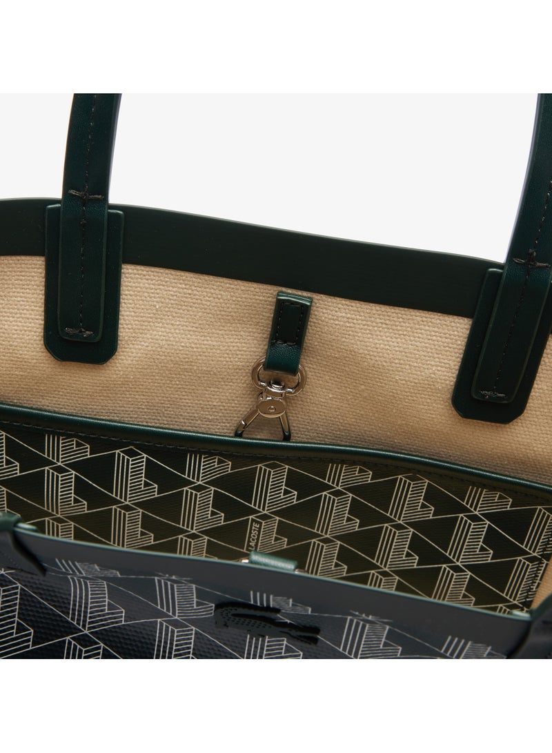 لاكوست حقيبة تسوق كبيرة من قماش لاكوست زلي المغلفة مع حقيبة صغيرة - اللون الأخضر الداكن - Image 4