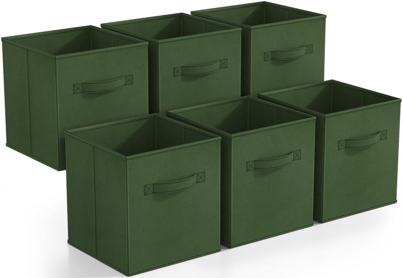 Sorbus Foldable Storage Cubes - 6 Fabric Baskets for Organizing Pantry, Shelf, Toy Box, Cubby, Closet Organizer - 11 Inch Collapsible Closet Organizers and Storage Bins (Dark Green 6 Pack) - Image 1