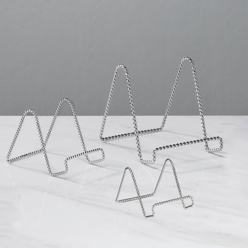 TRIPAR Decorative Twisted Wire Stand, Chrome Display (3 Inch Depth) Tabletop Easel Sleek & Modern Look - Perfect For Books, Plates, Photos & More - Image 5