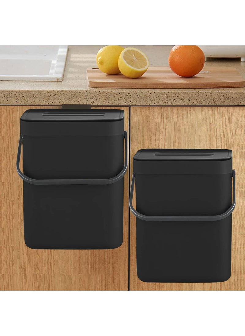 LALASTAR LALASTAR Countertop Compost Bin with Lid Hanging Small Trash Can with Lid Under Sink for Kitchen Food Waste Bin for Countertop Mountable Garbage Can for Bathroom RV 5L13 Gal Black 