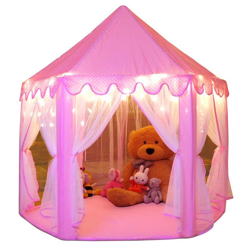 Monobeach Princess Tent Girls Large Playhouse Kids Castle Play Tent with Star Lights Toy for Children Indoor and Outdoor Games, 55'' x 53'' (DxH) - Image 1