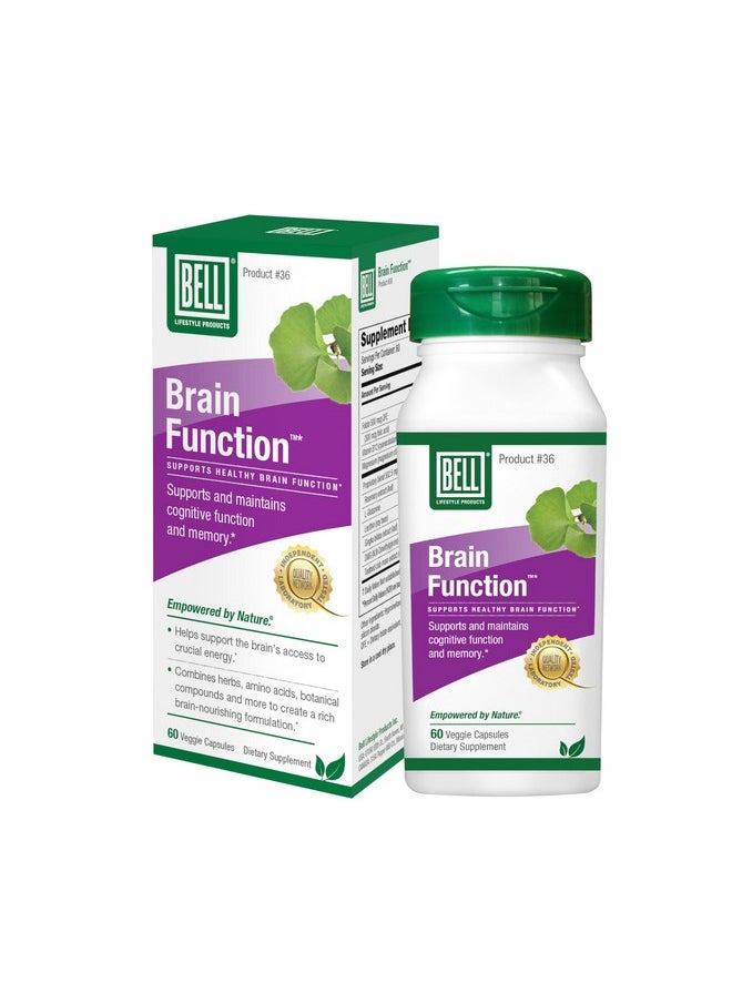 Bell Bell Brain Function Lifestyle, Supports Cognitive Health with Ginkgo, Vitamin B12, Folate - 60 Vegetarian Capsules  - Image 1