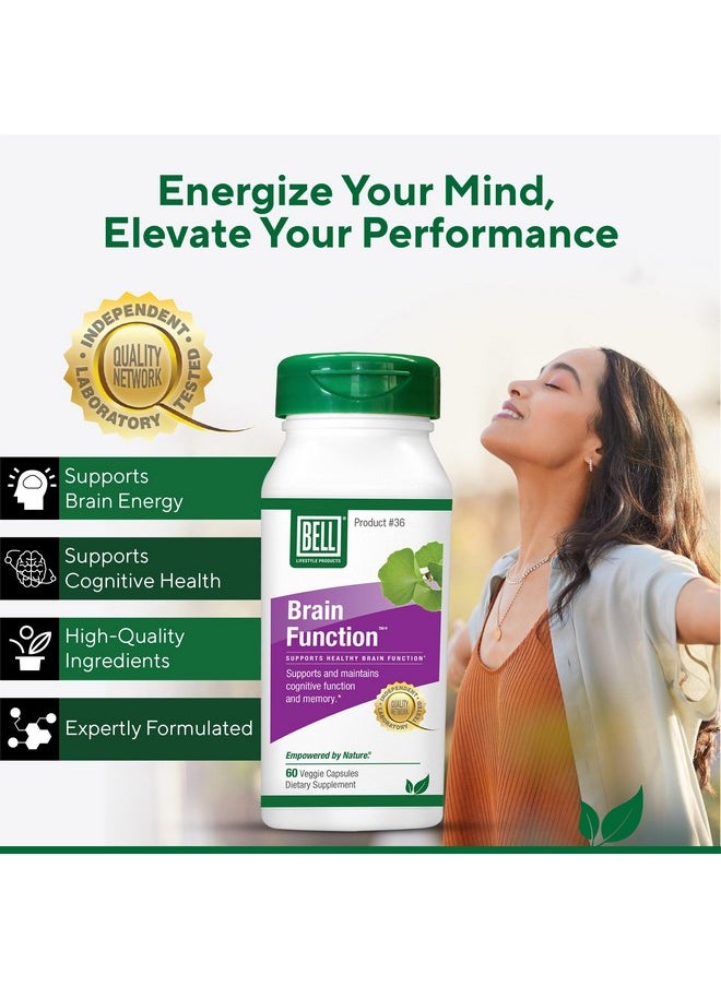 Bell Bell Brain Function Lifestyle, Supports Cognitive Health with Ginkgo, Vitamin B12, Folate - 60 Vegetarian Capsules  - Image 3