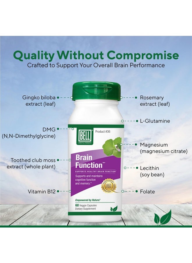 Bell Bell Brain Function Lifestyle, Supports Cognitive Health with Ginkgo, Vitamin B12, Folate - 60 Vegetarian Capsules  - Image 4