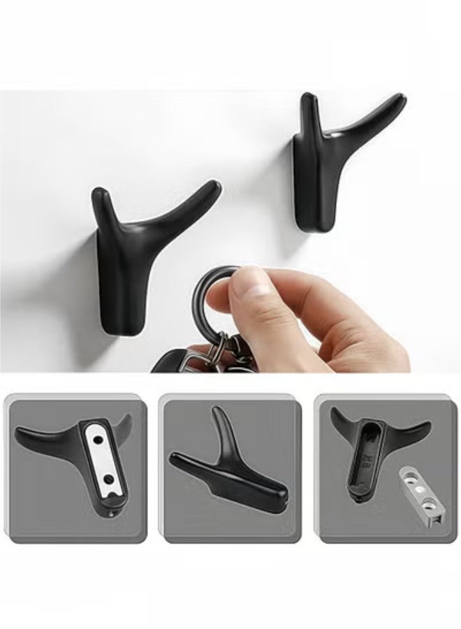 fantasize Hooks for Clothes, Towel Hooks, 4 Packs Coat Hook Cow Head Wall Hooks for Heavy Duty Door Hanger Towel Robe Clothes Cabinet Closet Sponges Hook for Bathroom Bedroom Kitchen Hotel Pool Black - Image 4