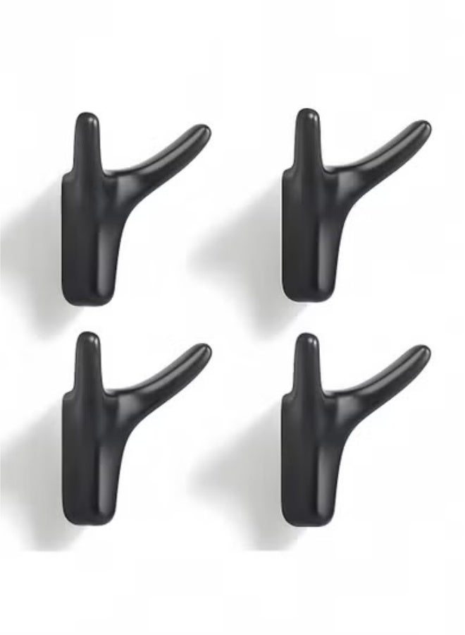 fantasize Hooks for Clothes, Towel Hooks, 4 Packs Coat Hook Cow Head Wall Hooks for Heavy Duty Door Hanger Towel Robe Clothes Cabinet Closet Sponges Hook for Bathroom Bedroom Kitchen Hotel Pool Black - Image 1