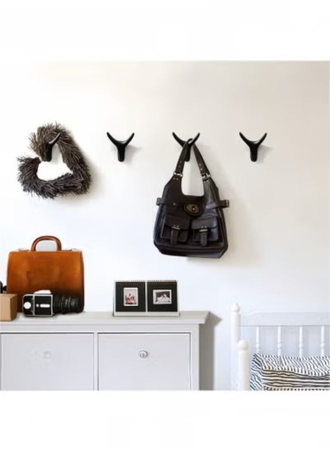 fantasize Hooks for Clothes, Towel Hooks, 4 Packs Coat Hook Cow Head Wall Hooks for Heavy Duty Door Hanger Towel Robe Clothes Cabinet Closet Sponges Hook for Bathroom Bedroom Kitchen Hotel Pool Black - Image 5