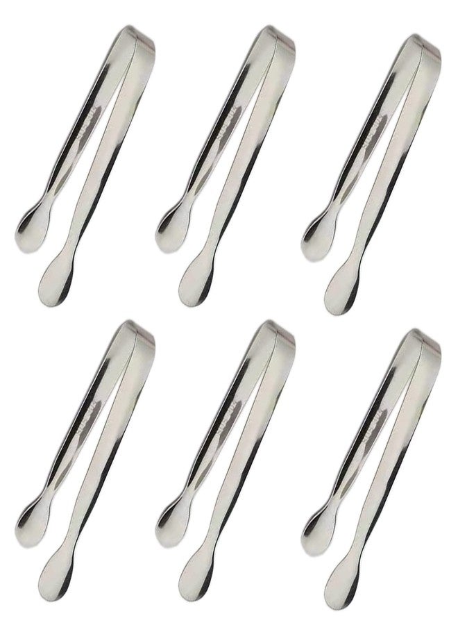 Sunenlyst 6PCS Ice Tongs Mini Sugar Tongs 4.25Inch Stainless Steel Kitchen Utensils Set,Small Serving Tong and Tiny Kitchen Tong for Appetizers,Tea Party, Coffee Bar, Desserts by Sunenlyst (Silver) - Image 1