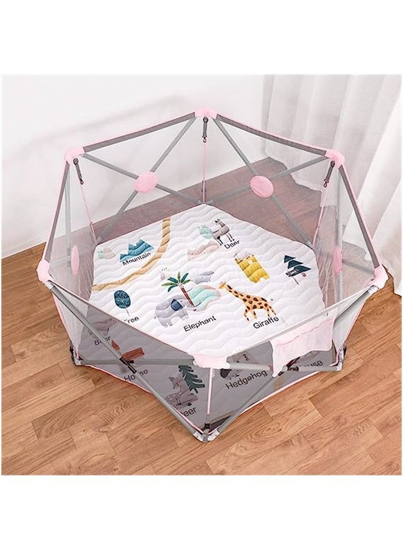 KASTWAVE Baby Crawling Mat, Hexagon Playpen Mat Soft Area Rug, Playmat, Non-Slip Kids Rug with Cute Woodland Animals for Nursery Room  - Image 3