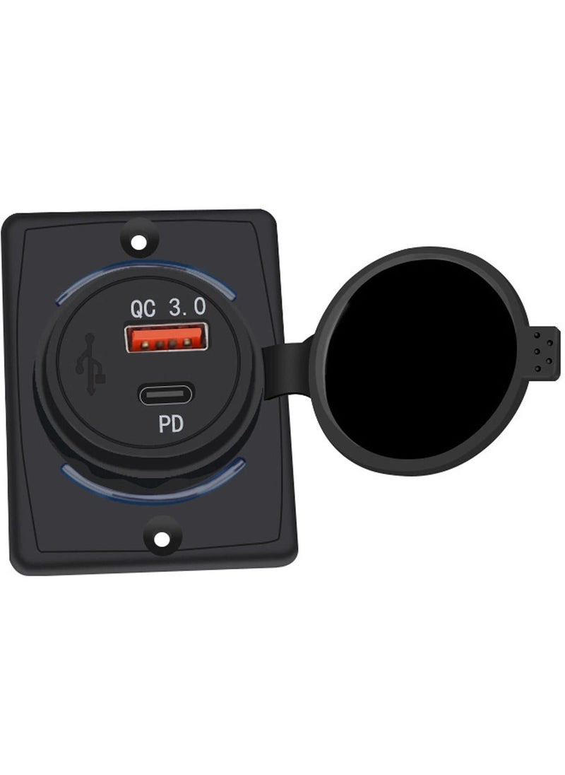 Y&D 12V USB Outlet, Quick Charger 3.0 Wall Power Outlet RV Panel with 18W PD Type-C (USB C) Socket Dual Port 12V-24V Car for Truck Boat Bus ATV  - Image 2