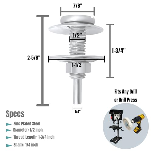 LINE10 Tools Drill Arbor Adapter Mandrel for Buffing and Grinding Wheels, 1/2-inch Diameter - Image 4