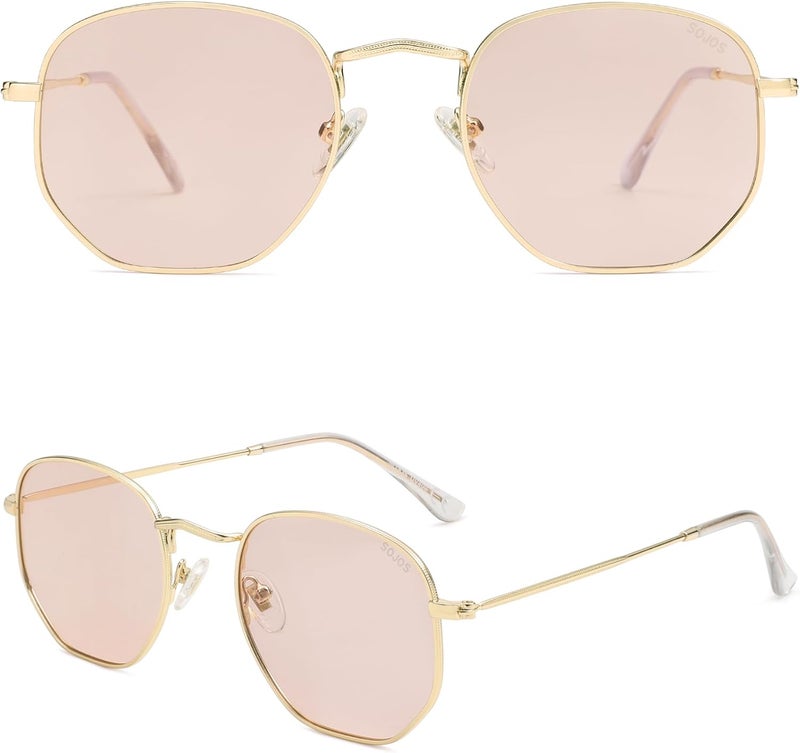سوجوز نظارات شمسية مربعة مستقطبة من SOJOS للنساء والرجال بعدسات صغيرة سداسية متعددة الأضلاع عاكسة SJ1072 - Image 2
