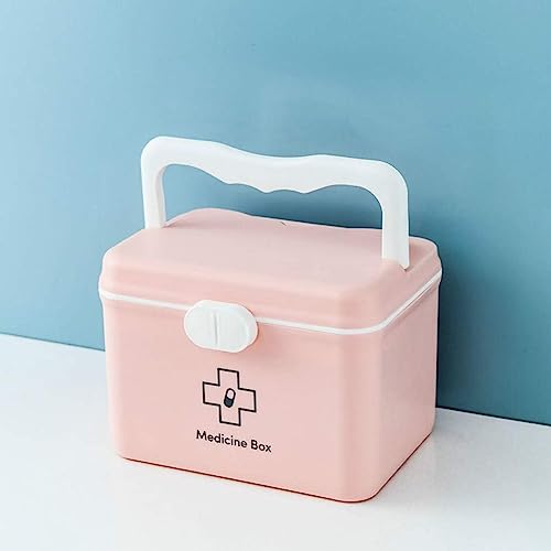 GNEY Portable First Aid Kit Box Medicine with Handle Plastic Storage Family Emergency Container Bin Medication Case - Image 1