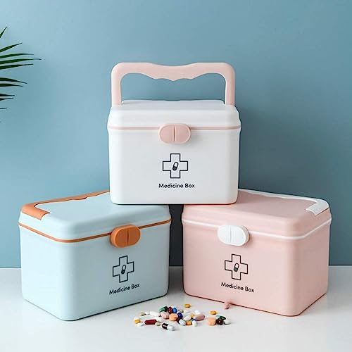 GNEY Portable First Aid Kit Box Medicine with Handle Plastic Storage Family Emergency Container Bin Medication Case - Image 3