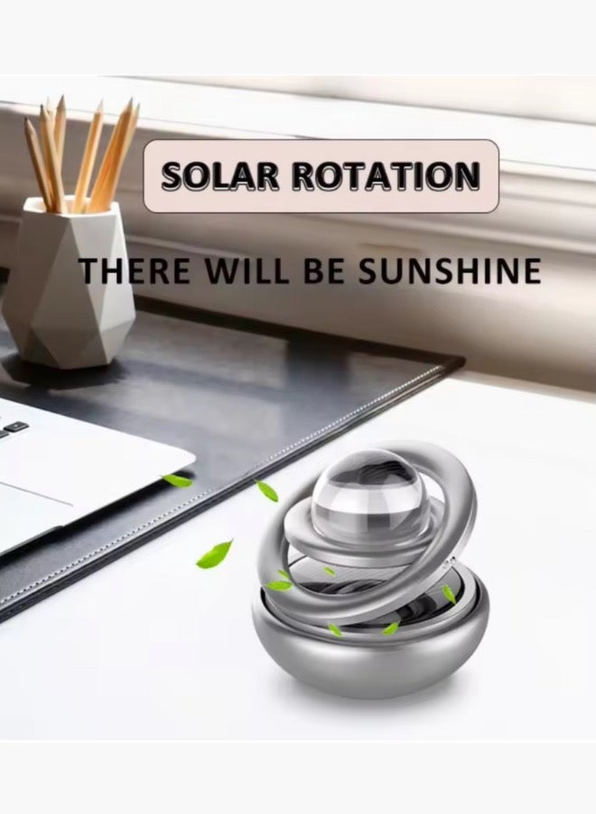 Car Air Freshener Solar Energy, Car and Home Interior Decoration Accessories Rotating Solar Powered Aromatherapy Diffuser(Golden) - Image 3