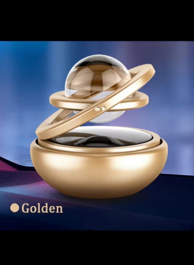 Car Air Freshener Solar Energy, Car and Home Interior Decoration Accessories Rotating Solar Powered Aromatherapy Diffuser(Golden) - Image 1