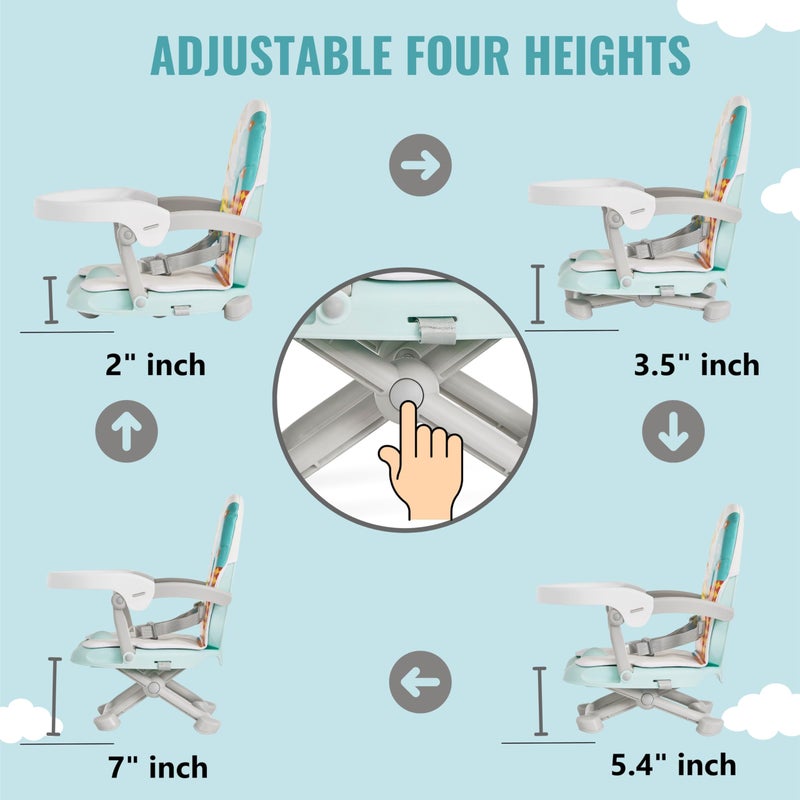 Dream On Me Munch N Go Booster Seat for Dining Table, Lightweight Compact Fold Travel Booster Seat, 3-in-1 Convertible, Four Level Height Adjustment and Easy Tray Removal - Image 4