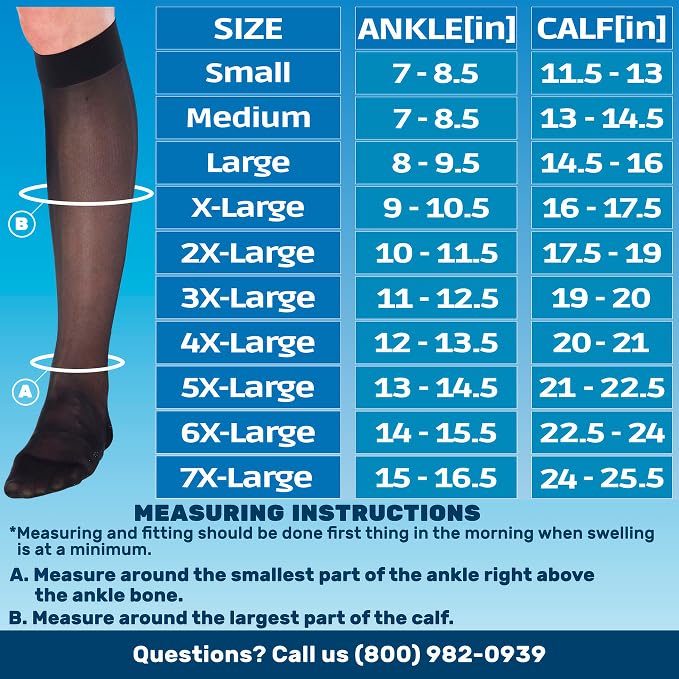 ABSOLUTE SUPPORT Sheer Compression Socks for Women 15-20 mmHg - Support Hose Knee High Stockings, Black, Medium - Image 2
