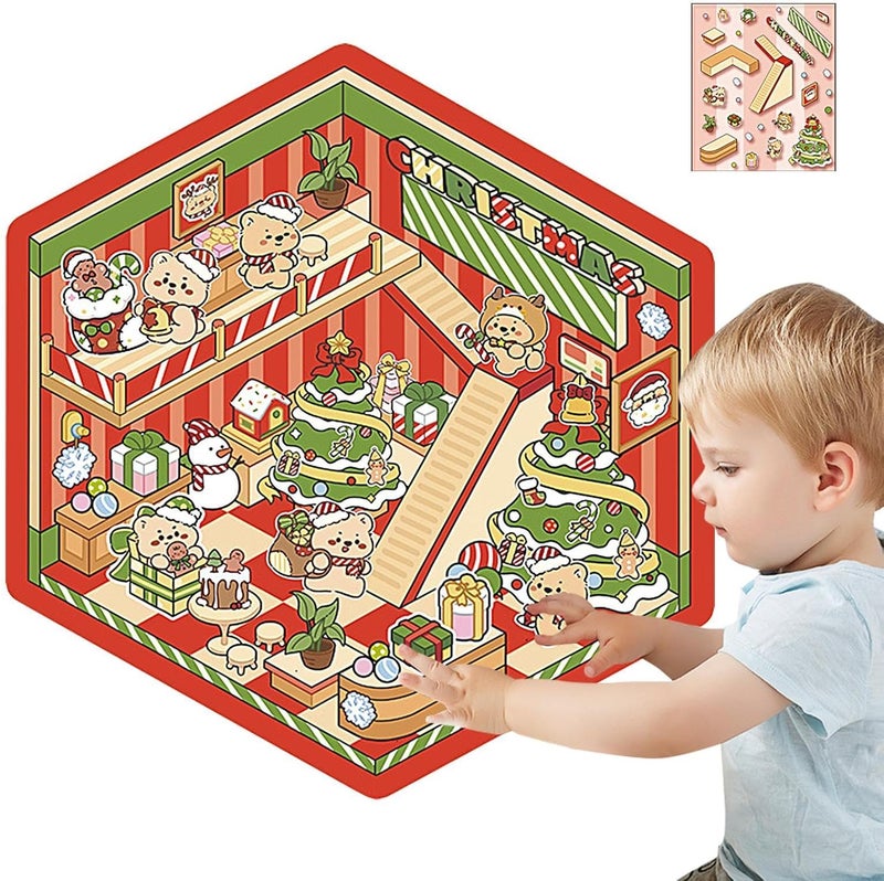Christmas House Stickers, Miniature Cartoon Scene Stickers, Stackable Holiday Room décor Stickers, Christmas Stickers for Walls and, Make-Your-own Christmas Scene s for Walls, Desks, Window - Image 1